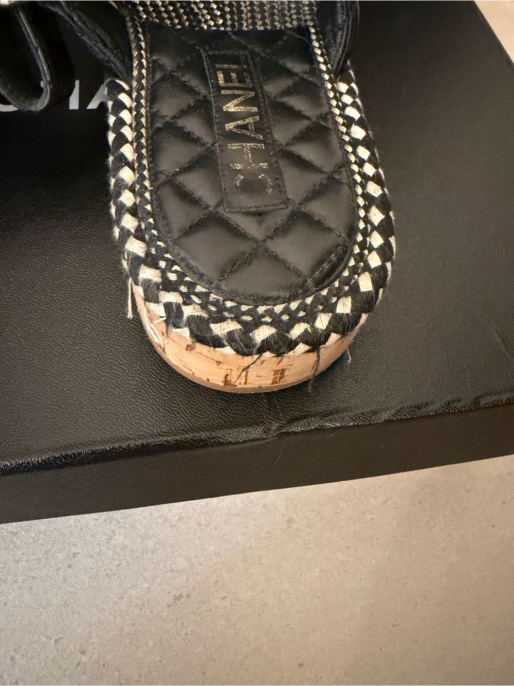 Chanel Black rope quilted slide sandals - Picture 6 of 8
